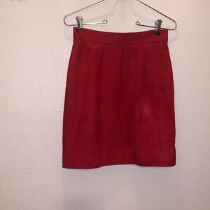 St. John Griffith Gray vintage Red Suede Leather Pencil Skirt